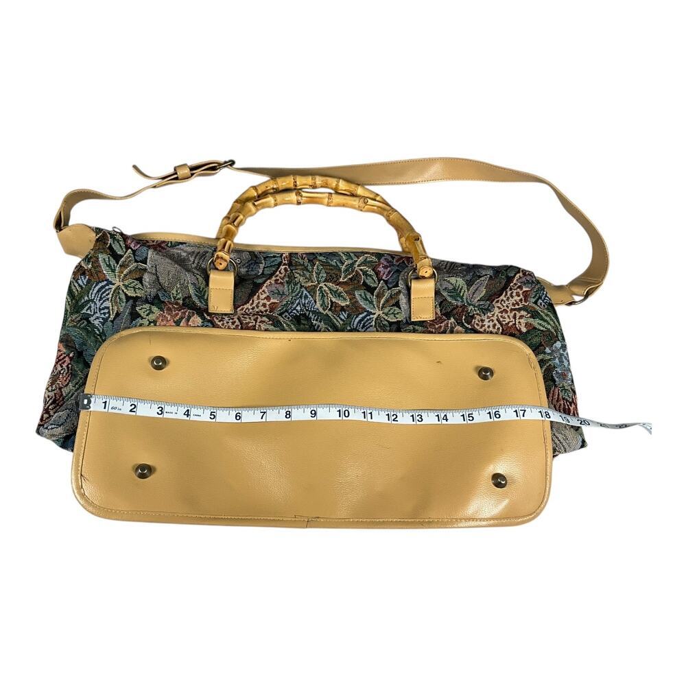 Tapestry Jungle Print Bamboo Handle Tote Bag - Multicolor - Picture 9 of 13